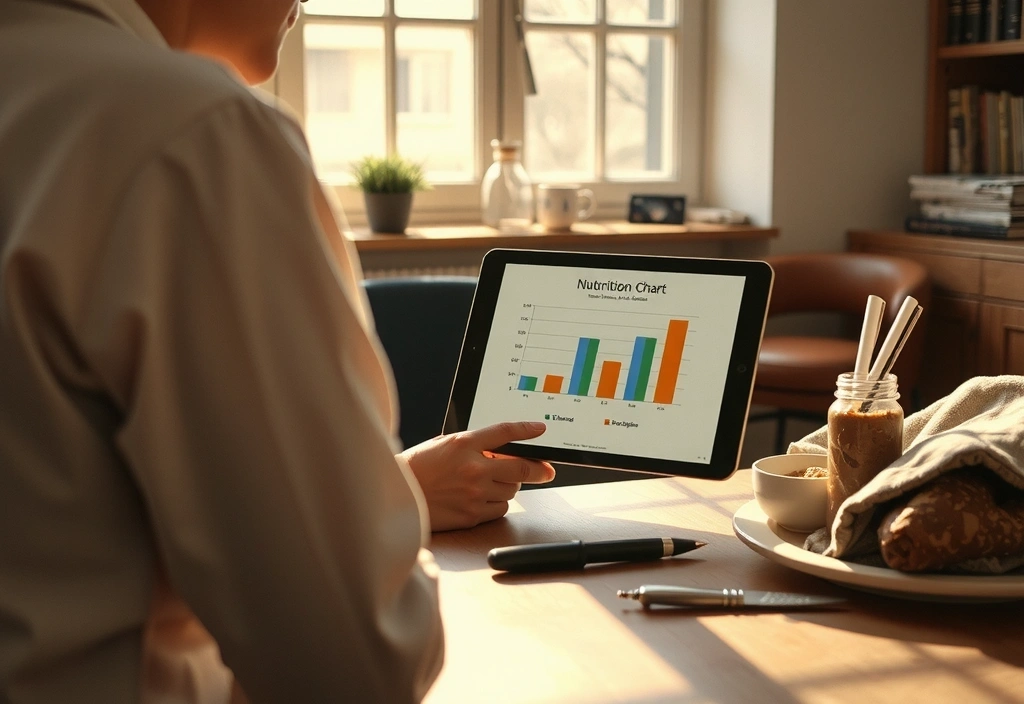 Nutritionist reviewing data