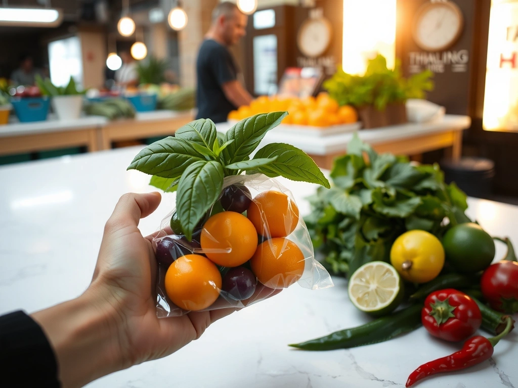 Buying vegetables at market